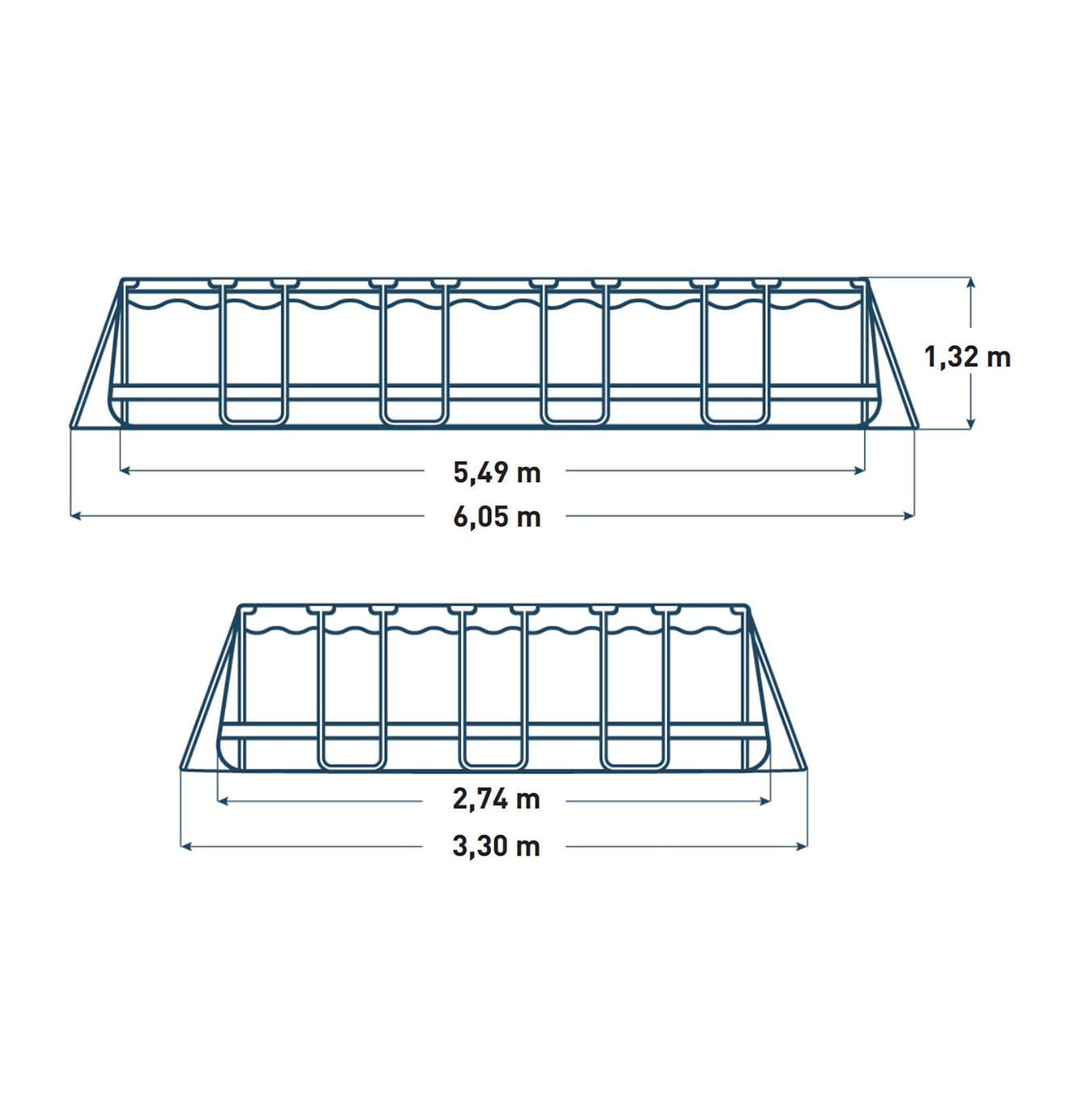 PISCINE TUBULAIRE RECTANGULAIRE INTEX ULTRA XTR + FILTRE – 5,49 x 2,74 x 1,32M