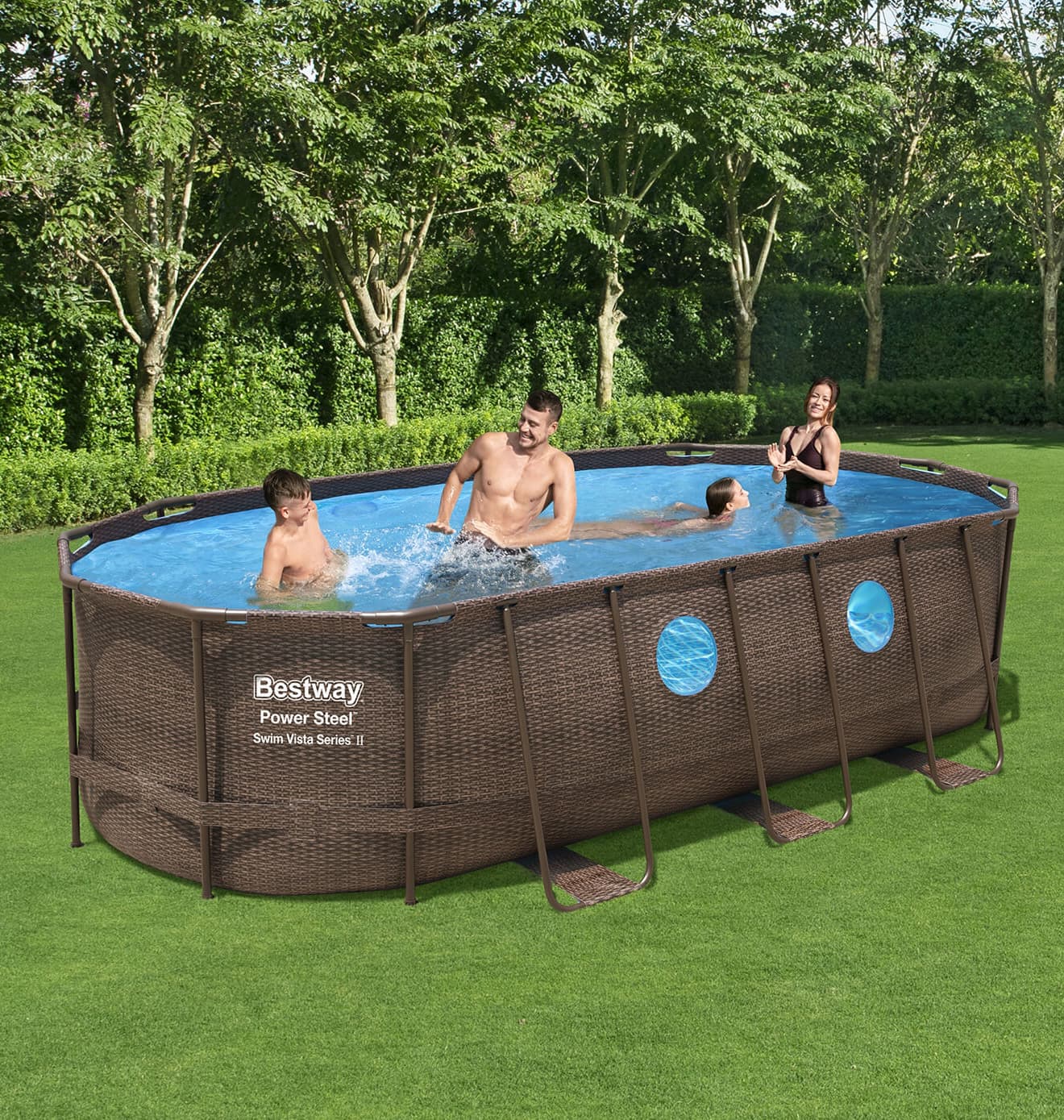 PISCINE BESTWAY POWER STEEL SWIM VISTA OVALE 5,49X2,74X1,22 TRESSEE