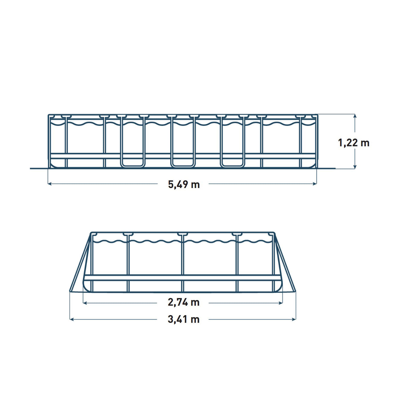 PISCINE BESTWAY POWER STEEL SWIM VISTA OVALE 5,49X2,74X1,22 TRESSEE