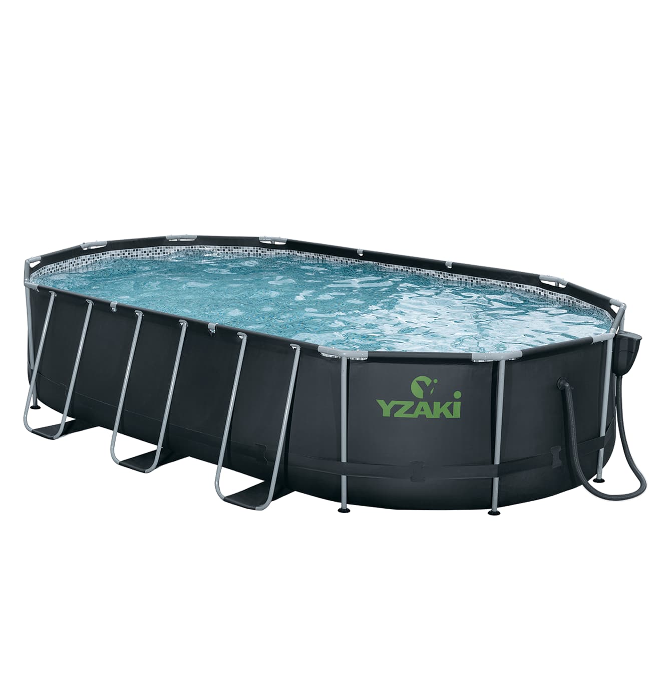 PISCINE TUBULAIRE OVALE YZAKI + SKIMMER SANS FILTRATION – 6,10 x 3,66 x 1,22M