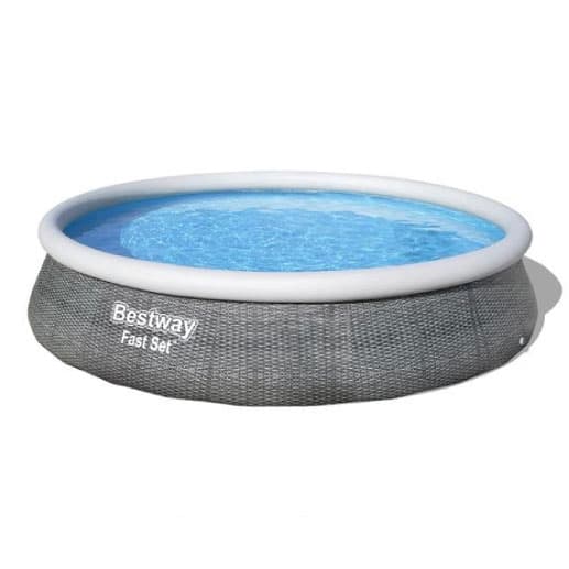 PISCINE AUTOPORTEE RONDE BESTWAY FASTSET ROTIN GRIS AVEC FILTRATION – Ø3,96 x 0,84 M