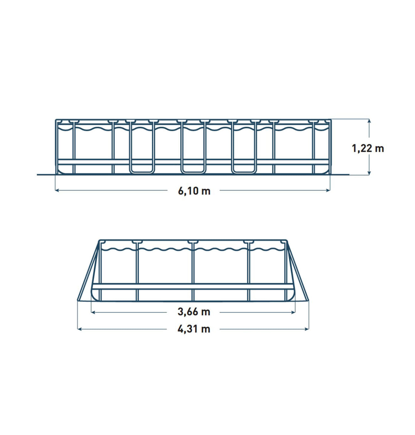 PISCINE TUBULAIRE OVALE BESTWAY POWER STEEL – 6,10 x 3,66 x 1,22M