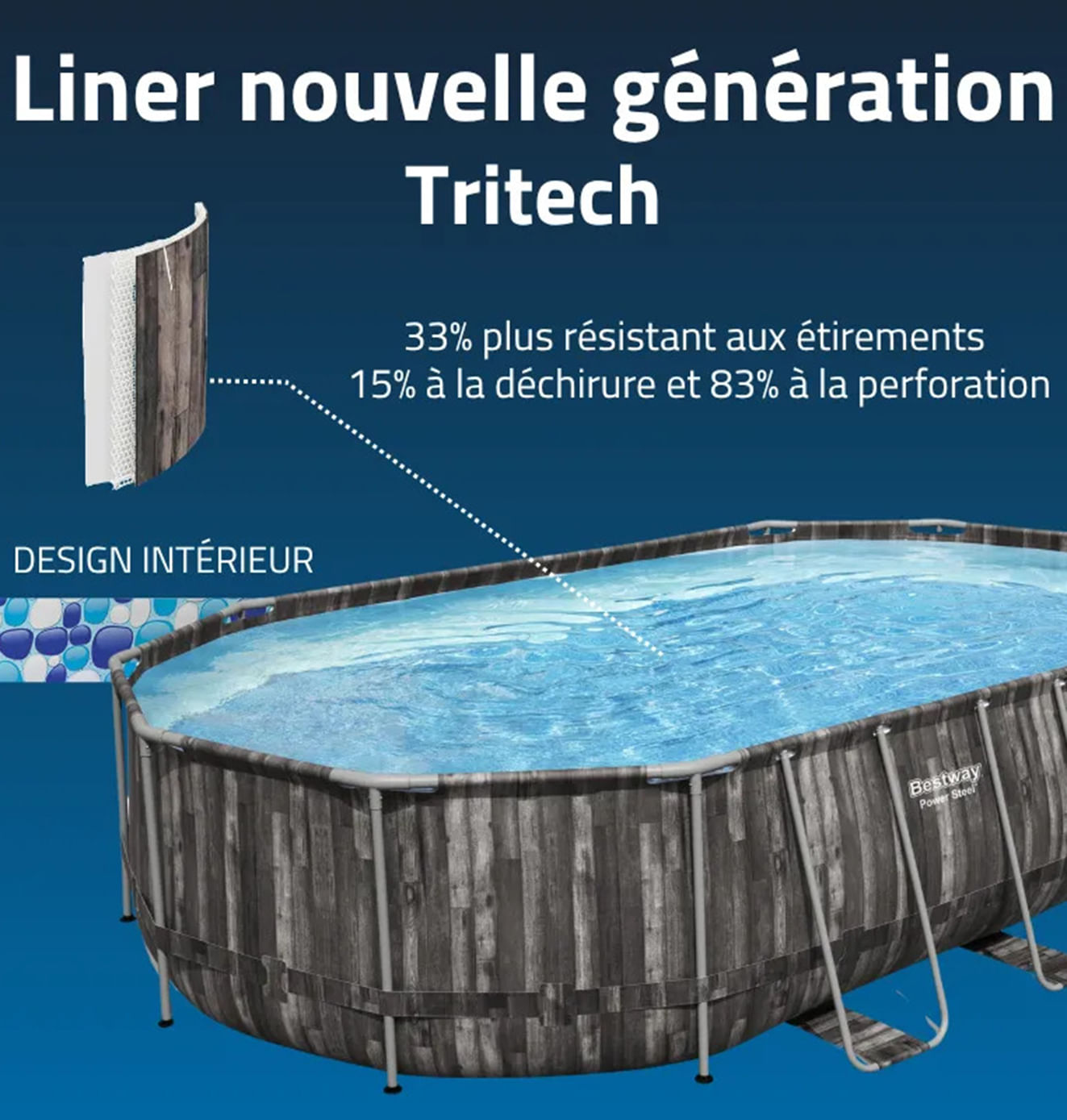 PISCINE TUBULAIRE OVALE BESTWAY POWER STEEL – 6,10 x 3,66 x 1,22M