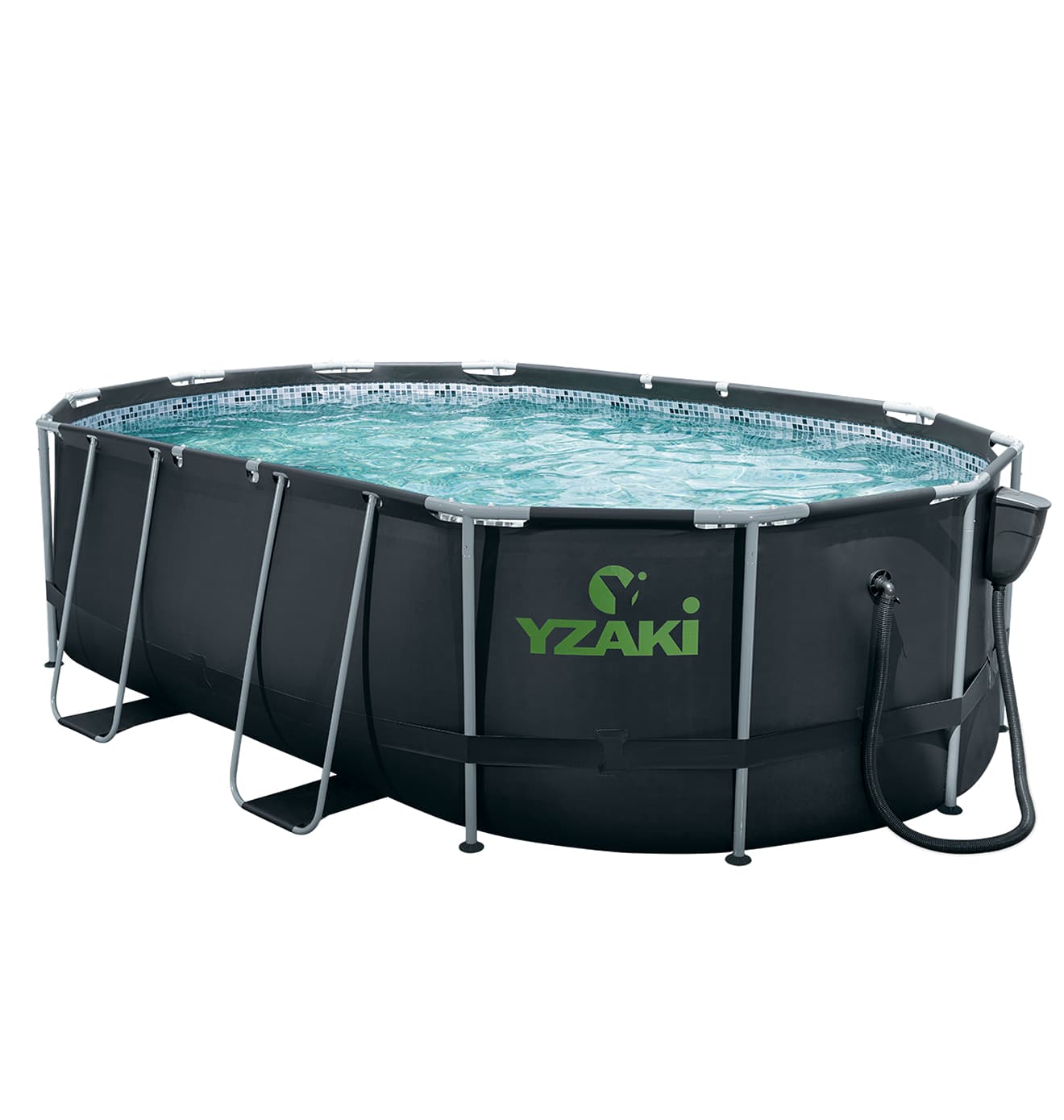 PISCINE TUBULAIRE OVALE YZAKI + SKIMMER SANS FILTRATION – 4,88 x 3,05 x 1,22M