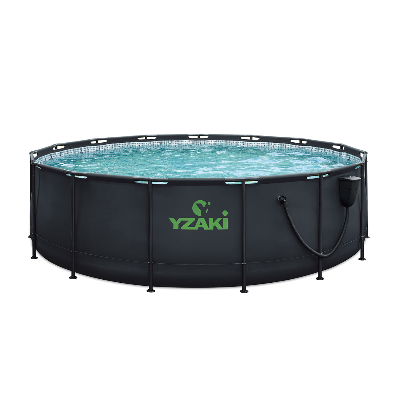 PISCINE TUBULAIRE RONDE YZAKI ANTHRACITE + SKIMMER SANS FILTRATION – Ø4,57 x 1,22 M