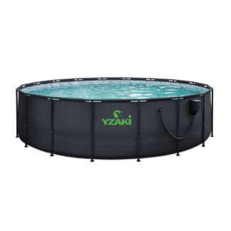 PISCINE TUBULAIRE RONDE YZAKI ANTHRACITE + SKIMMER SANS FILTRATION - Ø5,49 x 1,32 M