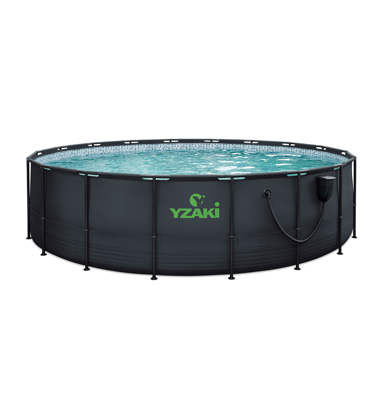 PISCINE TUBULAIRE RONDE YZAKI ANTHRACITE + SKIMMER SANS FILTRATION – Ø5,49 x 1,32 M