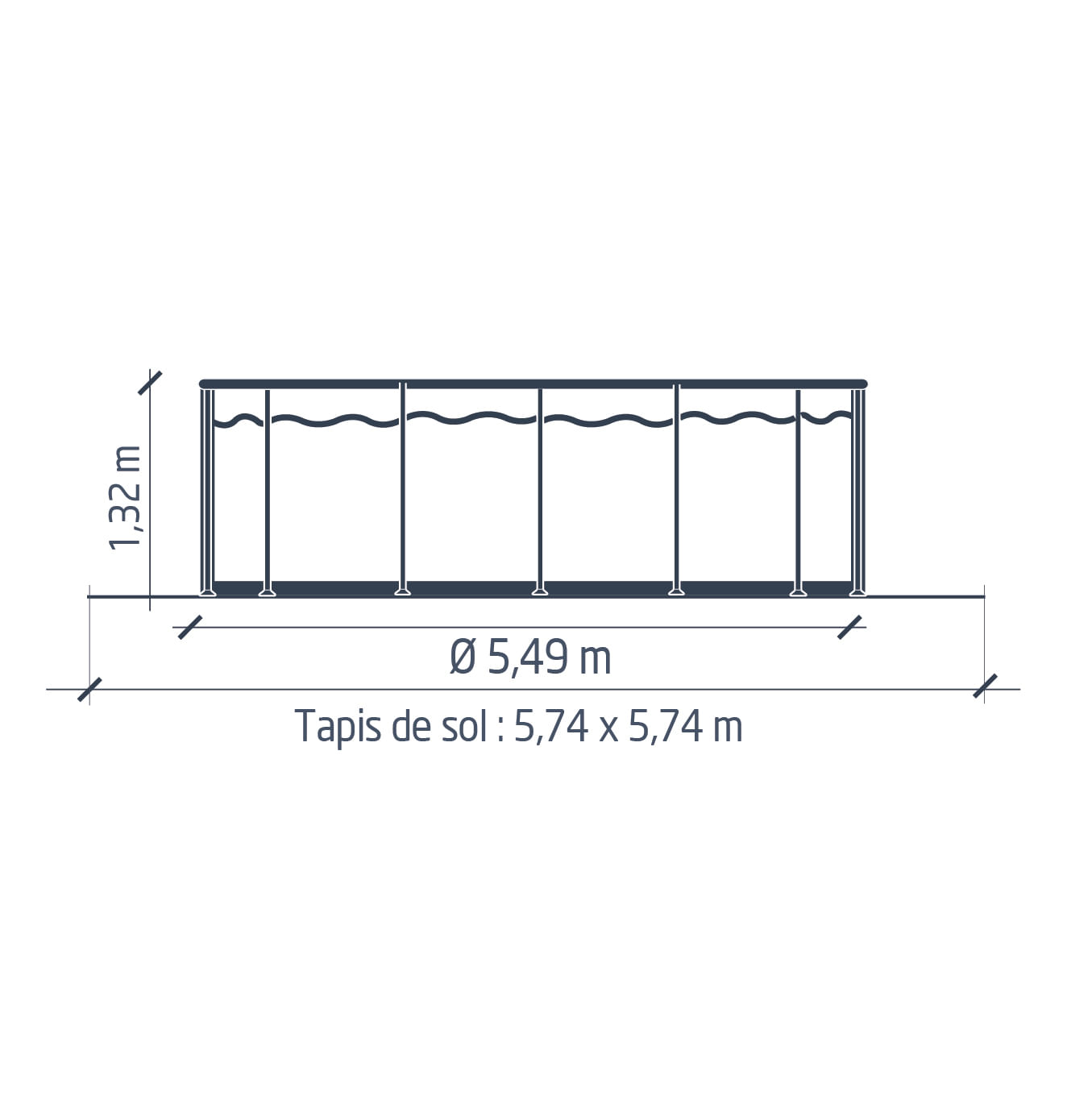 PISCINE TUBULAIRE RONDE YZAKI ANTHRACITE + SKIMMER SANS FILTRATION – Ø5,49 x 1,32 M