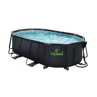 PISCINE TUBULAIRE OVALE YZAKI ANTHRACITE + SKIMMER SANS FILTRATION - 4,88 x 3,05 x 1,22M