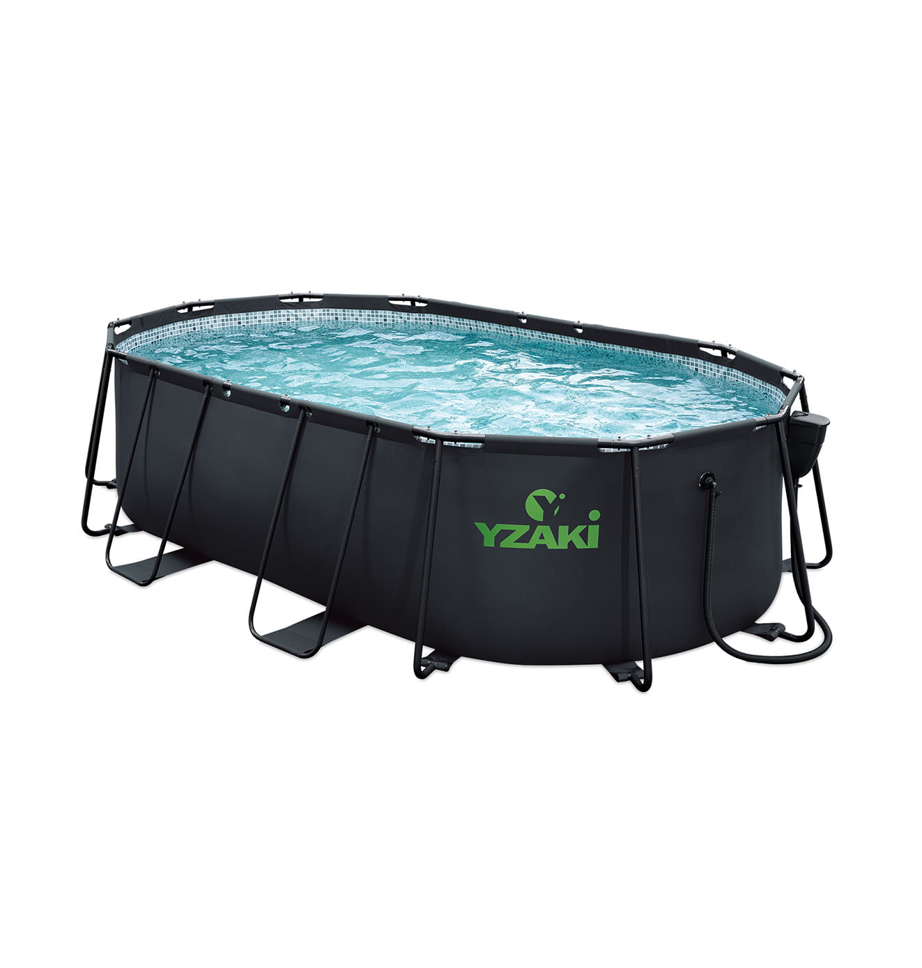 PISCINE TUBULAIRE OVALE YZAKI ANTHRACITE + SKIMMER SANS FILTRATION – 4,88 x 3,05 x 1,22M