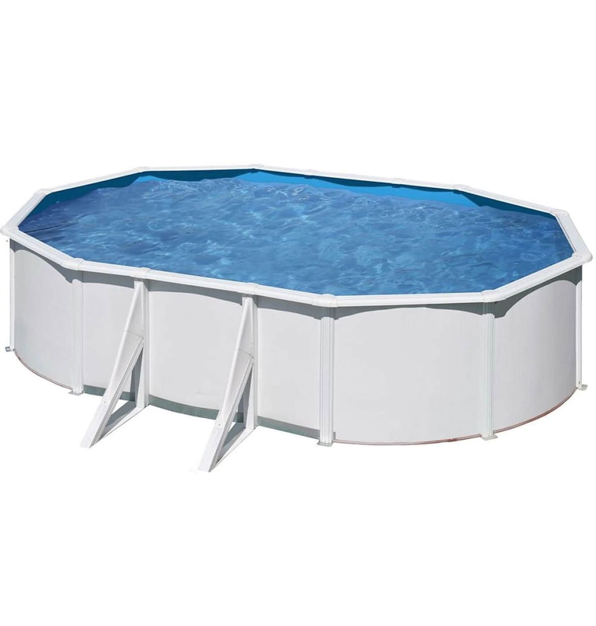 PISCINE HORS-SOL ACIER OVALE O&rsquo;BYA BLANCHE SANS FILTRATION  – 7,30 x 3,75 x 1,20M